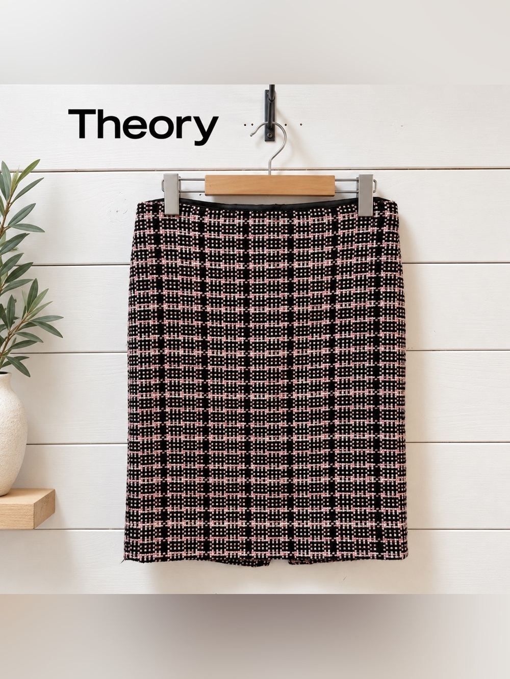 THEORY Burgundy Pink Tweed Skirt Size 4